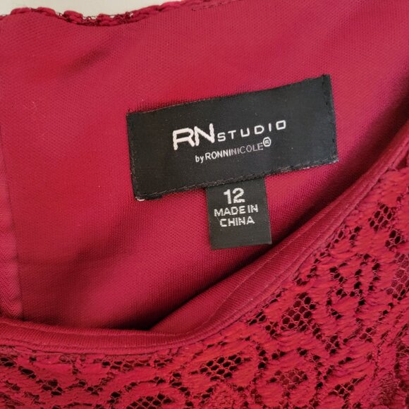 RN Studio By Ronnie Nicole Burgundy Lace Dress - Picture 4 of 9